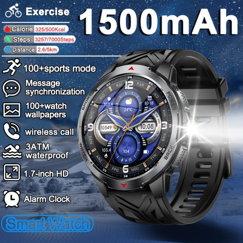 Stylish Smartwatch with 1500mAh Battery & 3ATM Water Resistance