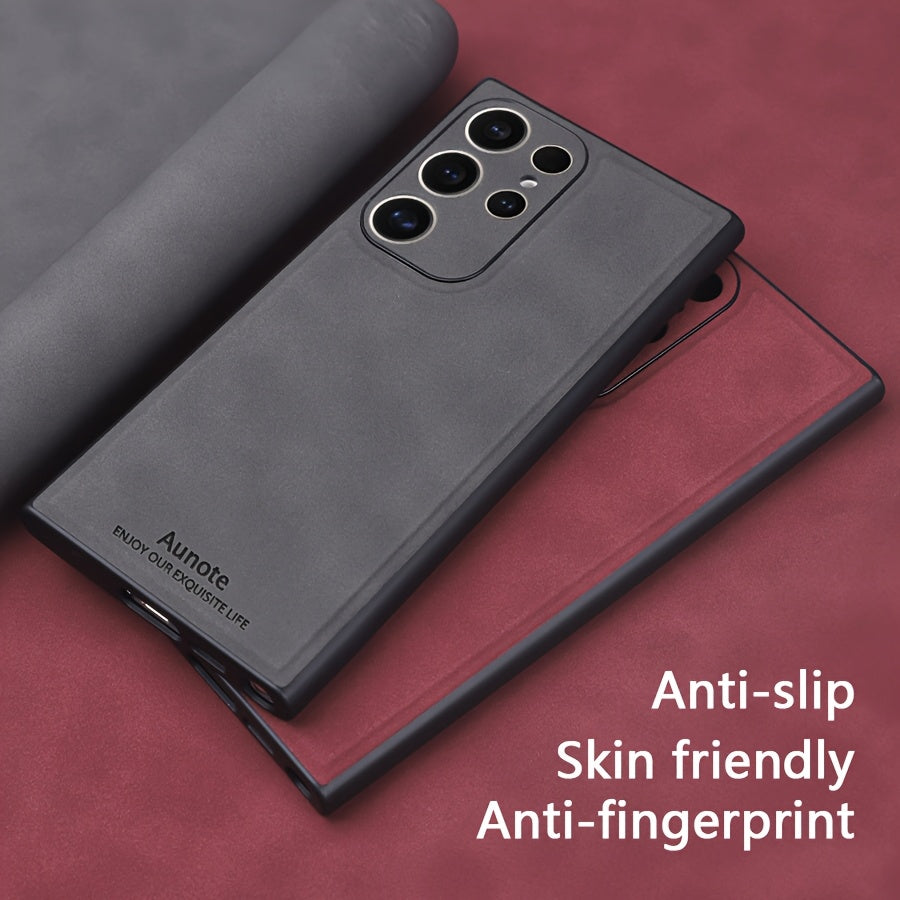 New High Quality Pressed Goat Synthetic Leather + Ultra-thin Soft Adhesive to Fully Protect the Phone Case, for Samsung Galaxy