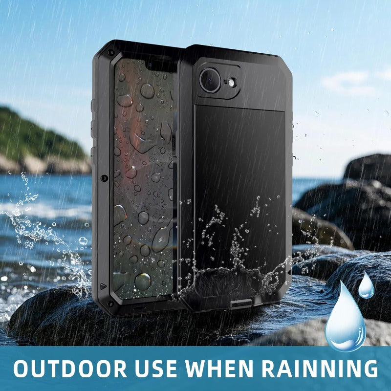 iPhone Metal Protective Case, Tempered Glass Aluminum Alloy Protective Buffer Heavy-duty Case