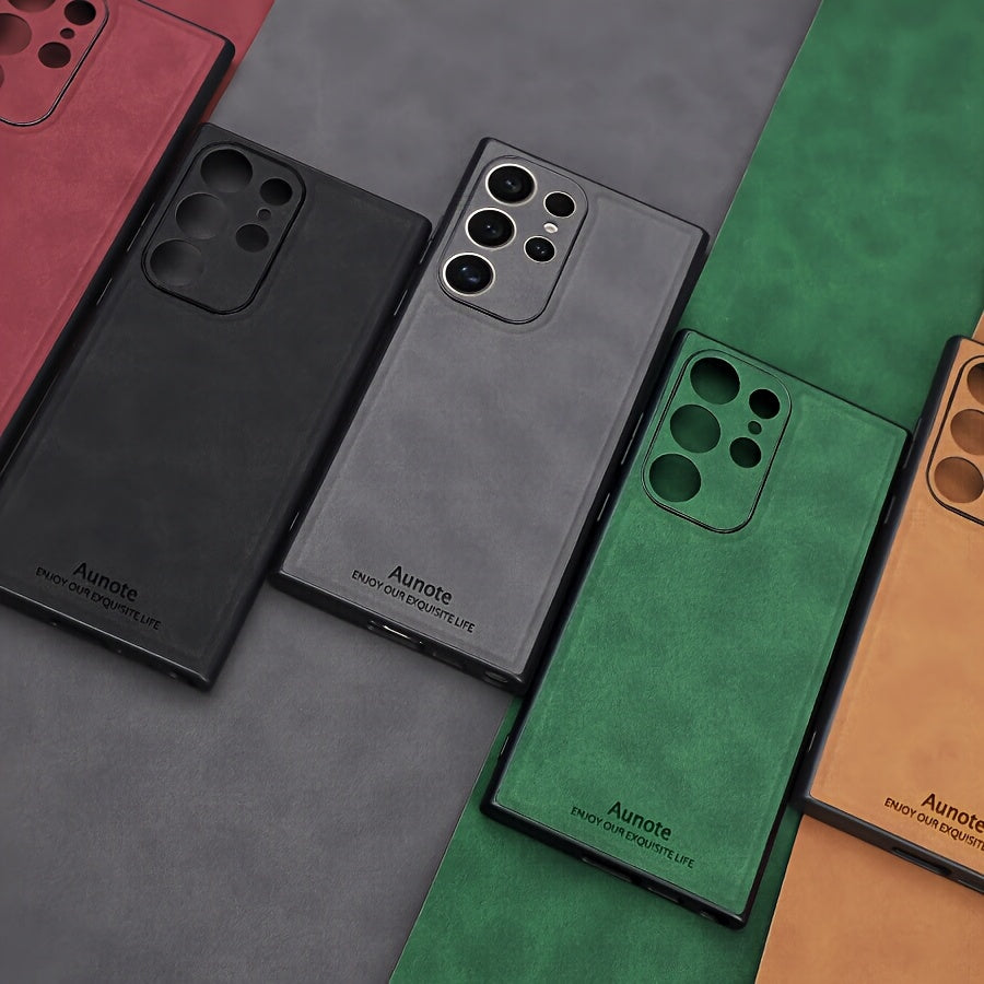 New High Quality Pressed Goat Synthetic Leather + Ultra-thin Soft Adhesive to Fully Protect the Phone Case, for Samsung Galaxy
