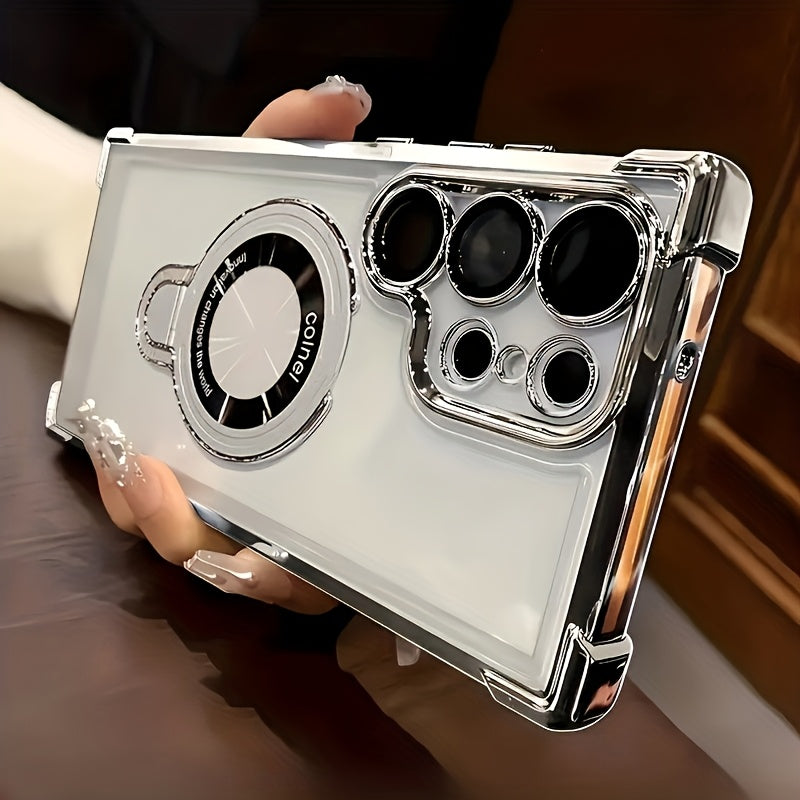 Four-Corner Soft Edge Anti-Fall Acrylic Electroplated Magnetic Stand Protective Case