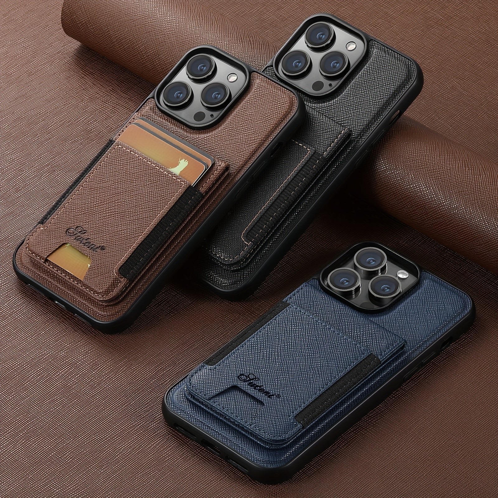 2-in-1 Magnetic Wireless Charging Synthetic Leather Card Holder Wallet Phone Case
