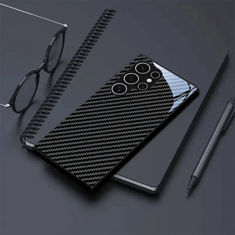 Carbon Fiber TEXTURE Technology Pattern Tempered Glass MAGSAFE COMPATIBLE