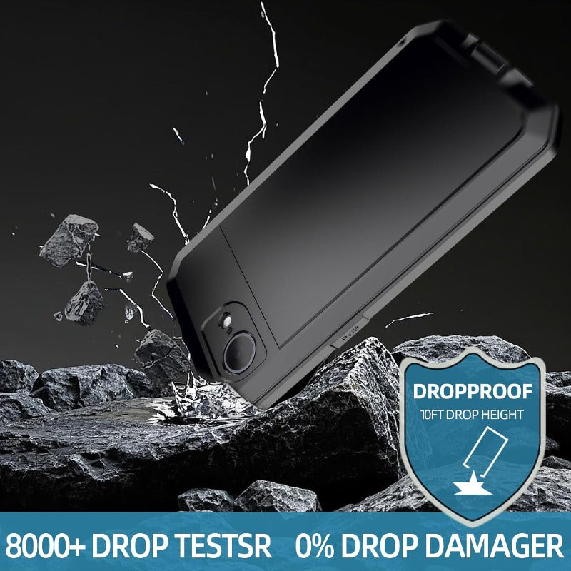 iPhone Metal Protective Case, Tempered Glass Aluminum Alloy Protective Buffer Heavy-duty Case
