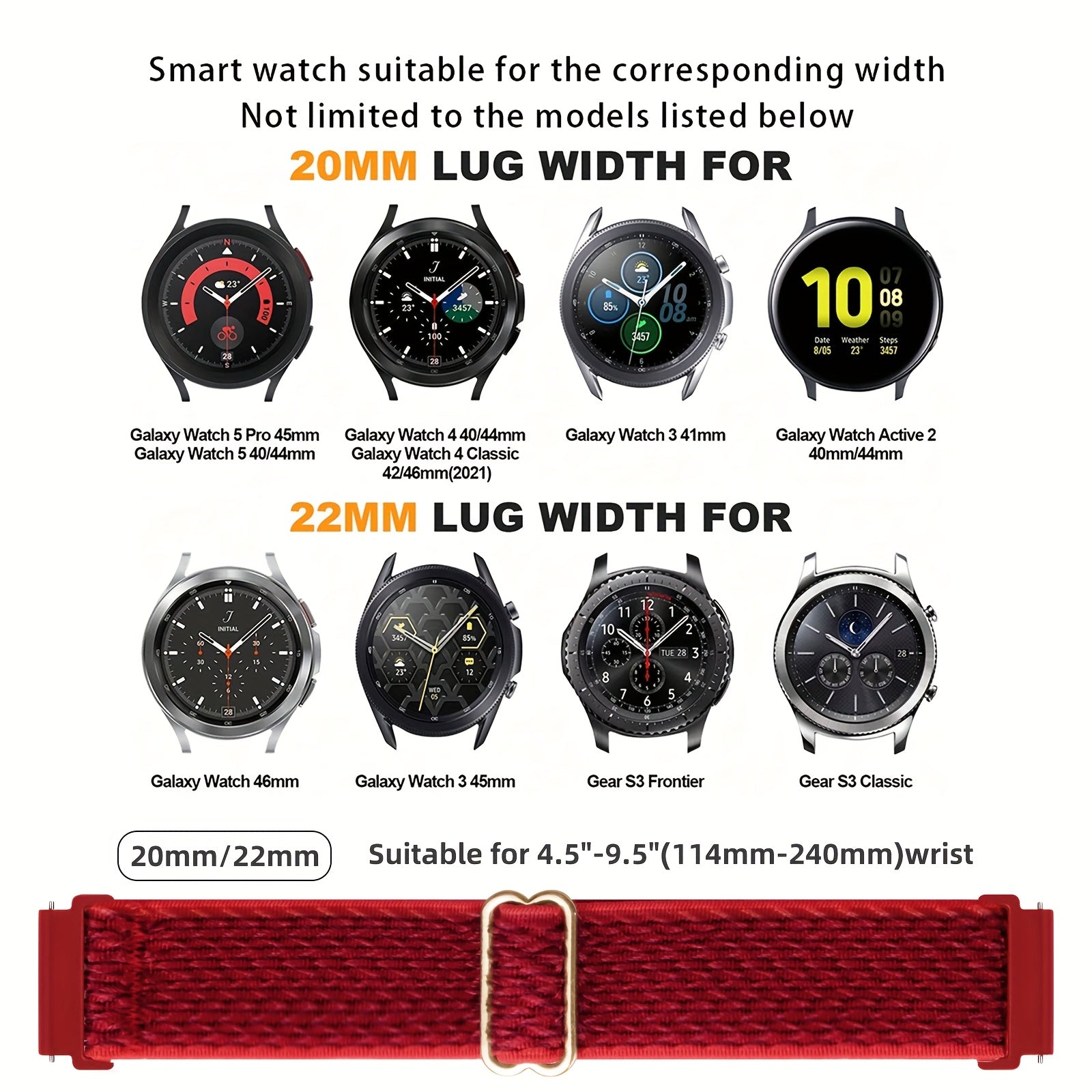 (5 pc. Pack) Compatible with 20Mm 22Mm Watch Bands