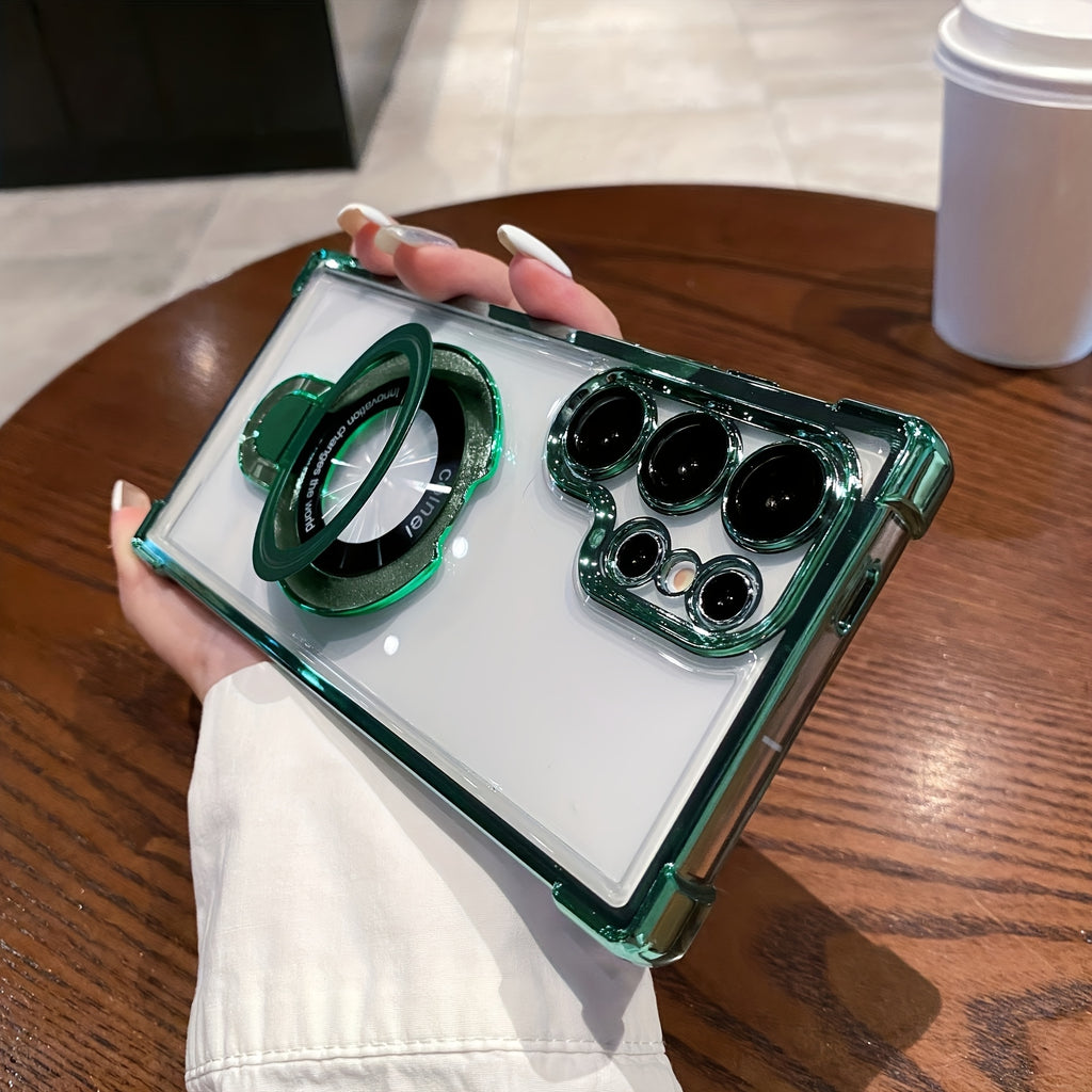 Four-Corner Soft Edge Anti-Fall Acrylic Electroplated Magnetic Stand Protective Case