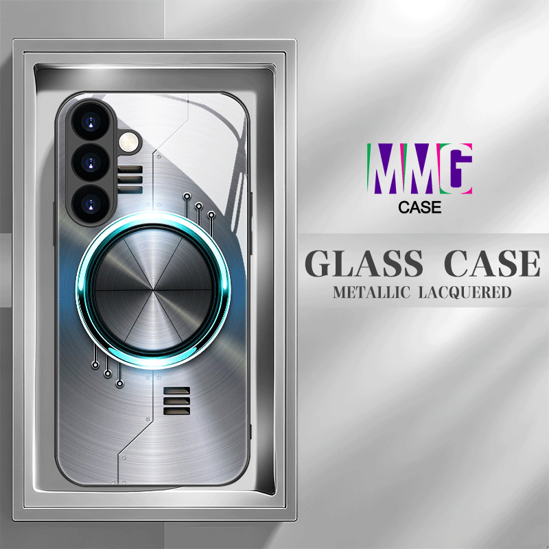 Glass Creative Metallic Phone Case with Luminous Design