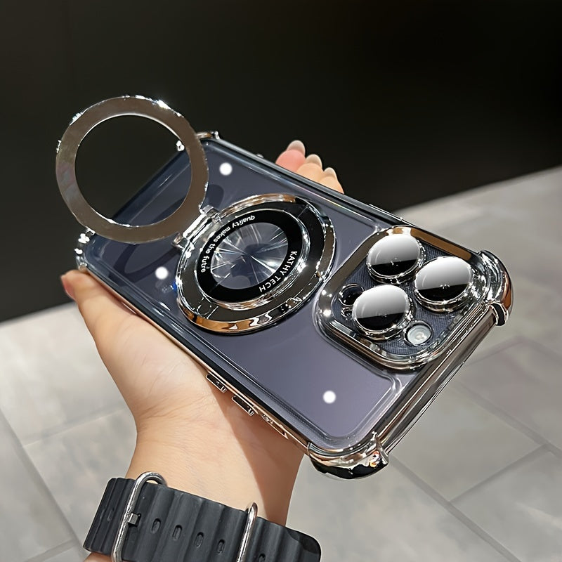 Electroplated, Magnetic Bracket Wireless Charging Phone Case